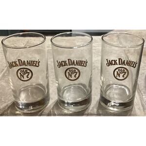 3 ~ Jack Daniels OLD No 7 Glitter Logo Whiskey Glasses ~ Weighted Base